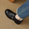【预售5天】法式深口单鞋女春秋季圆头中跟平底鞋真皮粗跟乐福鞋女168XY&168924 商品缩略图4