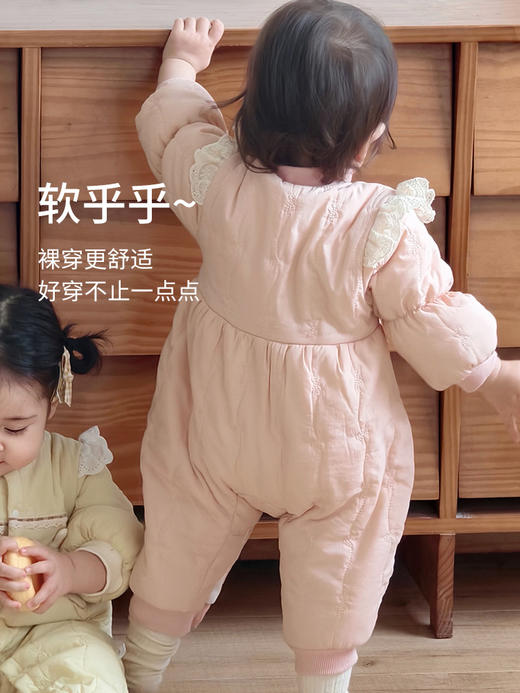 【云感贴肤透气柔软！软fufu加厚夹棉】婴儿连体衣秋冬宝宝衣服冬装夹棉保暖棉衣新生婴幼儿冬季棉服哈衣。hb 商品图4