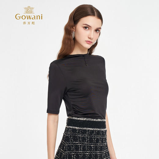 【三色可选】混纺凉感流光小高领气质修身T恤EZ2C132 商品图2