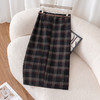 百媚生 格子一步裙半身裙女秋冬高腰显瘦毛呢中长款包臀裙子5650 商品缩略图1