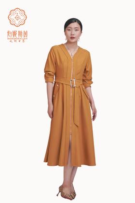 SZ3S56 - 魏紫色 柘黄色连衣裙 -