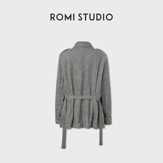 ROMI STUDIO“中古韵味”定织亚麻重洗水翻领双排扣风衣 RWCWWG5679 商品图2