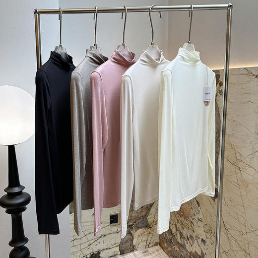 官网499！U家秋冬轻薄保暖锁温肌底衣女椰油美肤半高领打底衫修身内搭长袖上衣 商品图3