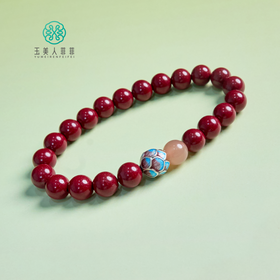 D朱砂单圈-铜莲花圆珠手串8mm