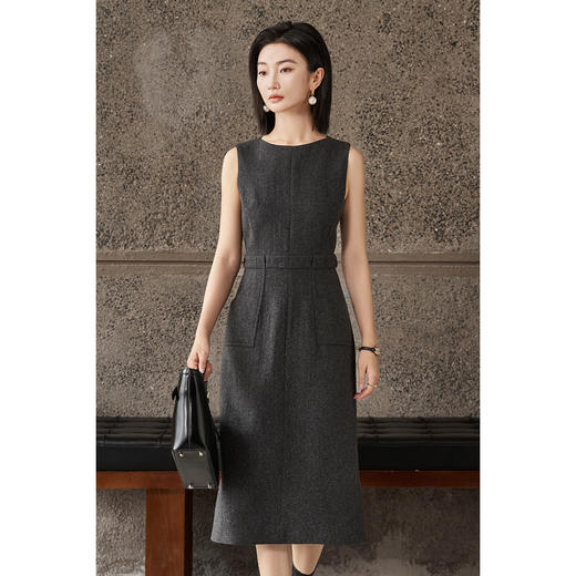 剩S/M 米思阳2026春季新款简约优雅背心连衣裙收腰显瘦直筒裙女4812 商品图0