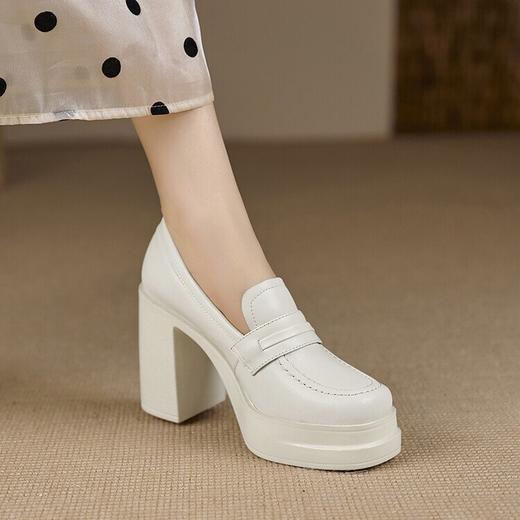 【预售5天】粗跟高跟鞋复古10cm小个子增高单鞋春秋新款真皮防水台女鞋子MQE&G85-1 商品图3