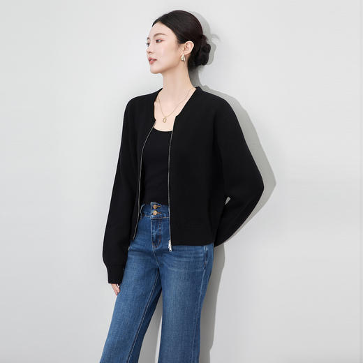 「高货wl」全新升级【铂金会员266/天猫359/差价93】(01123)洛诗琳超细美丽诺羊毛拉链外套2025秋冬新款宽松针织开衫 商品图1