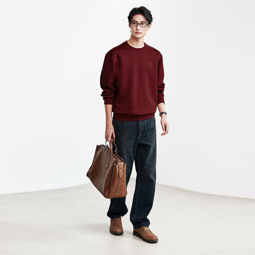 棉仓362808001-五明治空气层套头卫衣男秋季刺绣安克拉红套头卫衣休闲上衣 商品图3