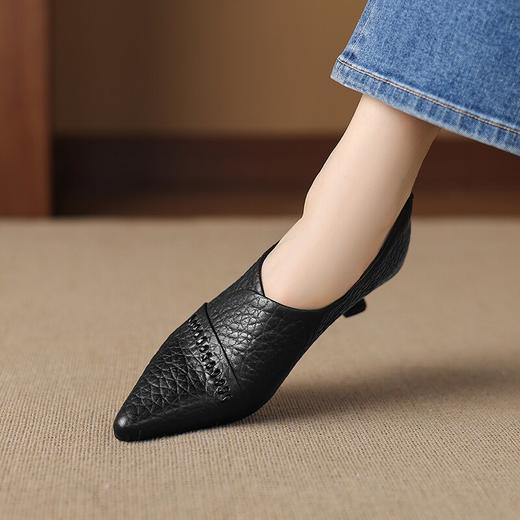 【预售5天】春秋新款法式复古高跟鞋优雅百搭防掉跟软底面真皮尖头中口单鞋女JLY&18-788 商品图1