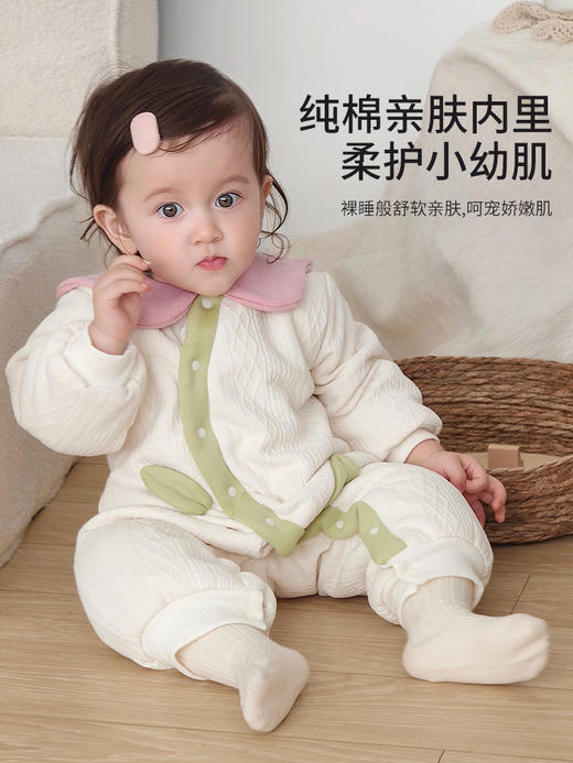 【百日仪式感连体衣！裸睡般亲肤】婴儿衣服秋冬装连体衣爬服小月龄女宝宝洋气哈衣百天冬季外出服。hb 商品图1