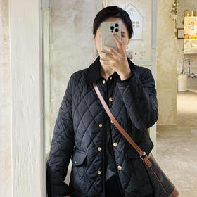 RL老钱风--精工菱格纹灯芯绒饰边薄棉衣外套【包邮+三天无理由退换】