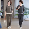 妈妈时尚薄长袖衣中年女装秋装新动服中老年春秋休闲套装两件套 商品缩略图2