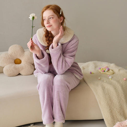 芬腾新中式珊瑚绒加绒加厚保暖女家居服套装yc0107005 商品图4