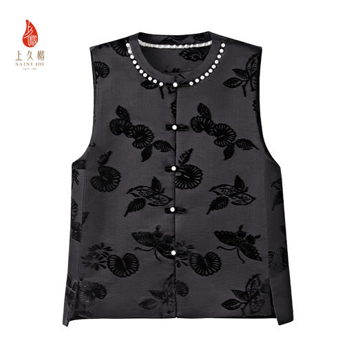 上久楷新中式中国风 女式漳缎马甲 CY1045206006 商品图1
