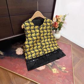 新中式复古金色小象提花马甲2025秋季新款小流苏坎肩圆领叠穿马夹