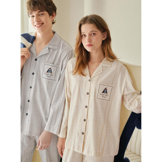 （合作款）芬腾情侣睡衣春秋季纯棉长袖套装yc0209001 商品图2