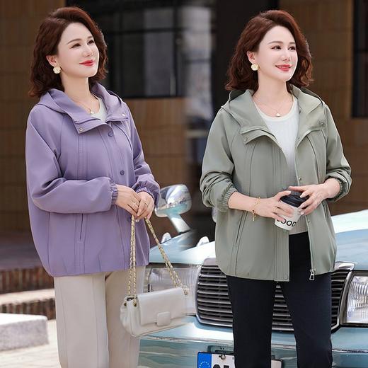 2025妈妈秋季薄风衣外套中老年女装春秋休闲夹克园领洋气宽松上衣 商品图3