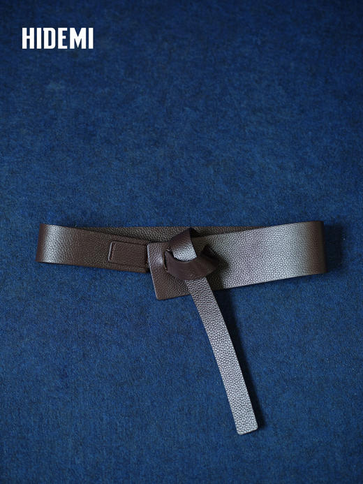 HIDEMI 进口意大利荔枝皮头层小牛皮手工加宽多种系法腰带 乌木棕 商品图0