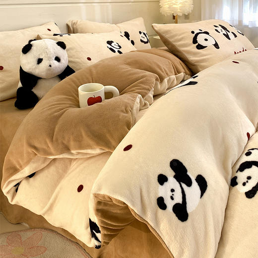 秋冬【A类ins牛奶绒三件套】卡通风高克重印花四件套 被套床上用品 商品图5