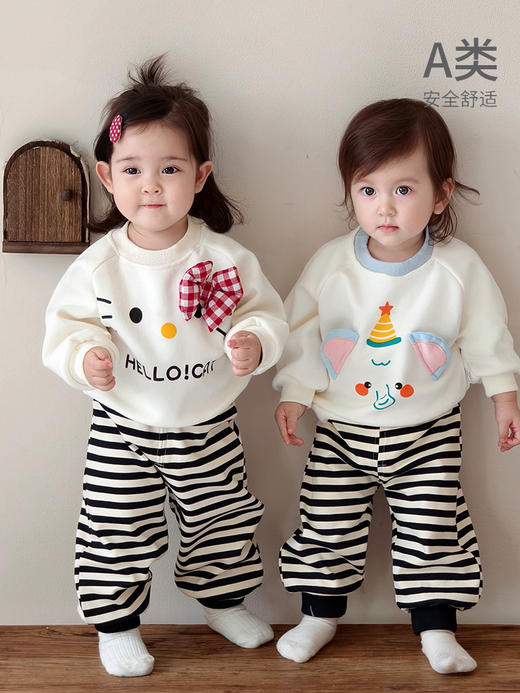 【韩系超萌秋款！A类棉更放心】女童秋季休闲套装韩版女宝宝超萌卡通长袖卫衣卫裤外出两件套。hb 商品图3