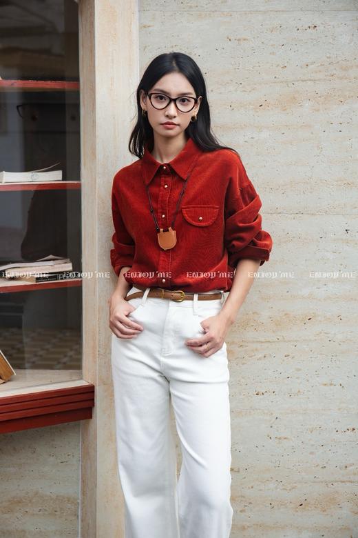 【门店同款】ENJOY冬季“暖冬知性”银扣灯芯绒衬衫 167294531 商品图3