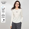 【周四狂欢价】熙世界白色长袖T恤女春季2025新款爱心刺绣圆领百搭显瘦棉质上衣 商品缩略图0