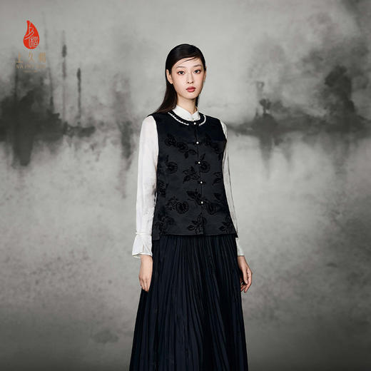 上久楷新中式中国风 女式漳缎马甲 CY1045206006 商品图0