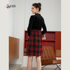 司歌丝绒拼粗花呢格子假两件连衣裙秋冬复古优雅A901197X 商品缩略图2