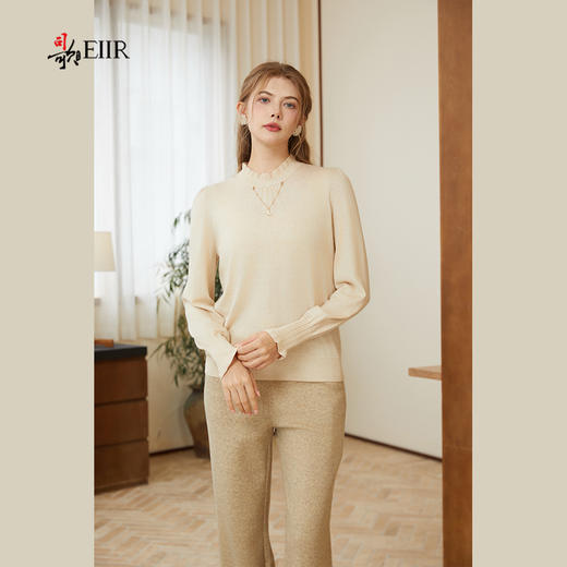 司歌优雅保暖毛织衫毛衣长袖女套头小立领G90G3015 商品图4