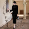 SKY 23050改良时尚新中式长款丝绒日常可穿旗袍裙 商品缩略图3