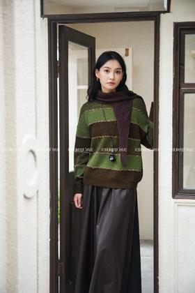 【门店同款】ENJOY冬季“暖冬知性”纱线拼接针织上衣 166893793