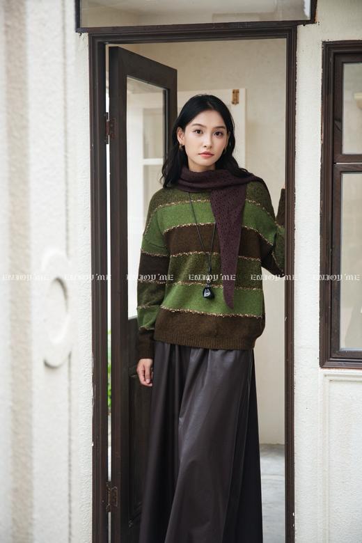 【门店同款】ENJOY冬季“暖冬知性”纱线拼接针织上衣 166893793 商品图0