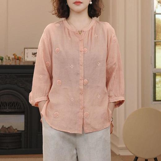 NP08341 中年妈妈夏装天丝棉麻七分袖衬衫中老年女装春装洋气小衫透气上衣 商品图2