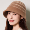 雀说 羊毛条纹水桶帽子女秋冬显脸小优雅百搭盆帽M3796 商品缩略图1