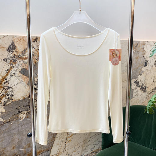 官网399！U家椰油美肤圆领肌底衣 秋冬女士保暖长袖T恤打底衫高弹修身内搭上衣 商品图7