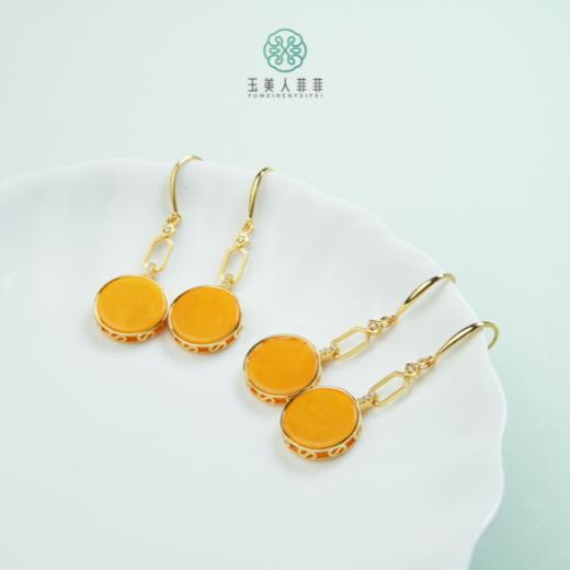 石惑珠宝~蜜蜡圆面耳钩约15*15mm 商品图0