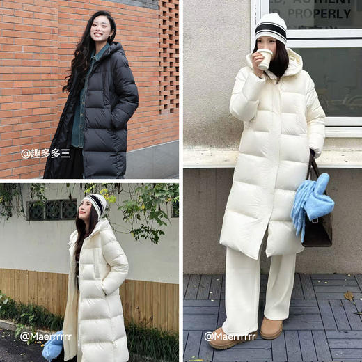 轻松羽绒|森马羽绒服女长款三防百搭冬新款宽松连帽外套简约 商品图4