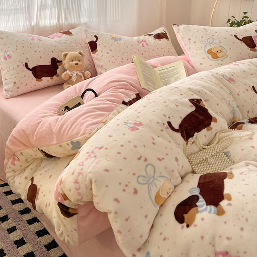 秋冬【A类ins牛奶绒三件套】卡通风高克重印花四件套 被套床上用品 商品图9