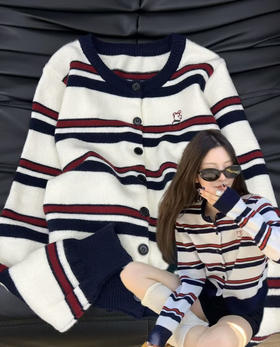 条纹小狗开衫