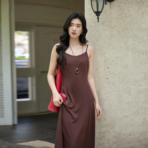 奢姿大码女装2025秋季时尚系带收腰吊带连衣裙胖妹妹气质减龄裙子9953870265B 商品图4