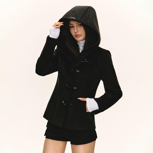 Ariseism 美式复古牛角扣连帽外套女秋季新款上衣 商品图2