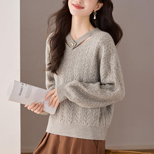 高级感气质宽松减龄上衣，设计感小众漂亮打底衫CC-208-1527 商品图3