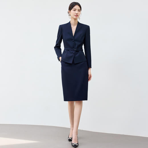 IWY/高级感藏青色西装套裙女气质酒店经理前台工作服商务职业装25CS8120 商品图1