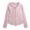 百媚生 棉质连帽短款卫衣开衫运动小个子鱼骨上衣X9958 商品缩略图4