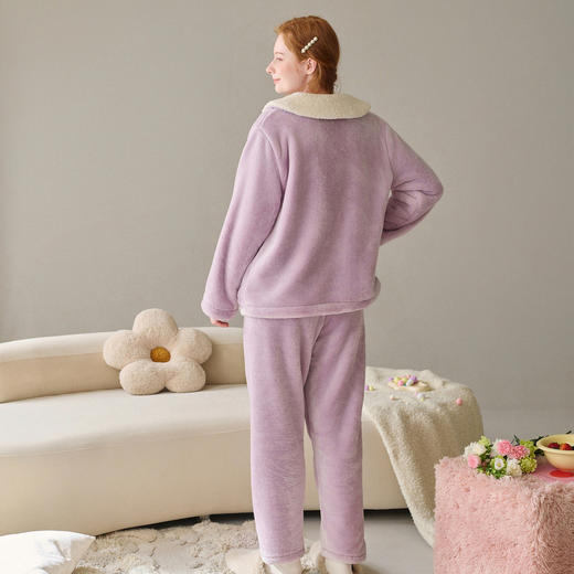 芬腾新中式珊瑚绒加绒加厚保暖女家居服套装yc0107005 商品图1