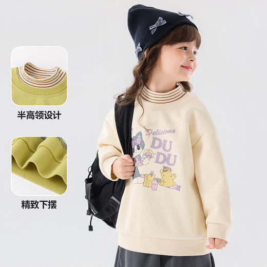 嘟嘟家女童半高领加绒卫衣保暖卡通冬装 商品图3