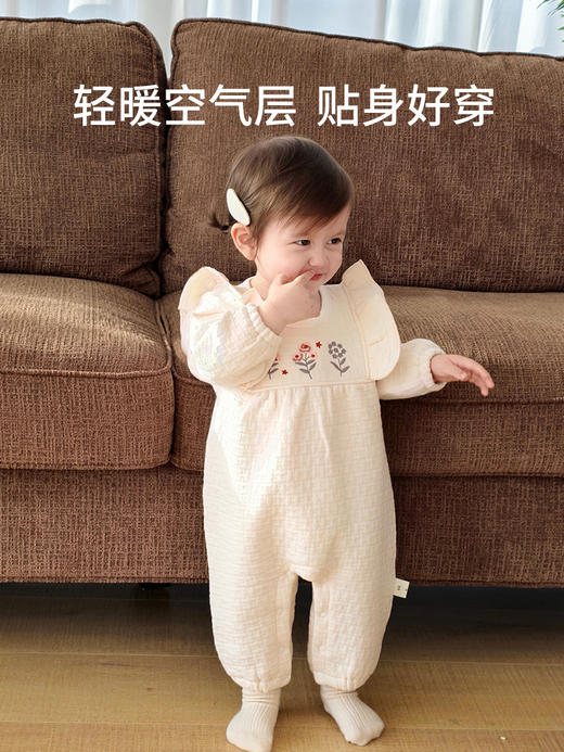 【无骨超柔！三层保暖公主风】女宝宝夹棉连体衣秋冬季保暖婴幼儿可爱公主风哈衣空气层爬爬服。hb 商品图2