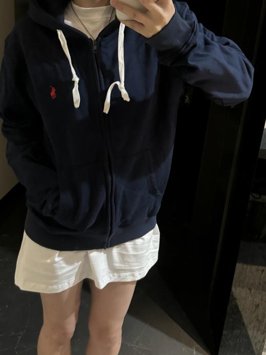 拉家纯色Logo拉链连帽休闲外套卫衣（有些抽绳logo颜色不同，随机发） 商品图4