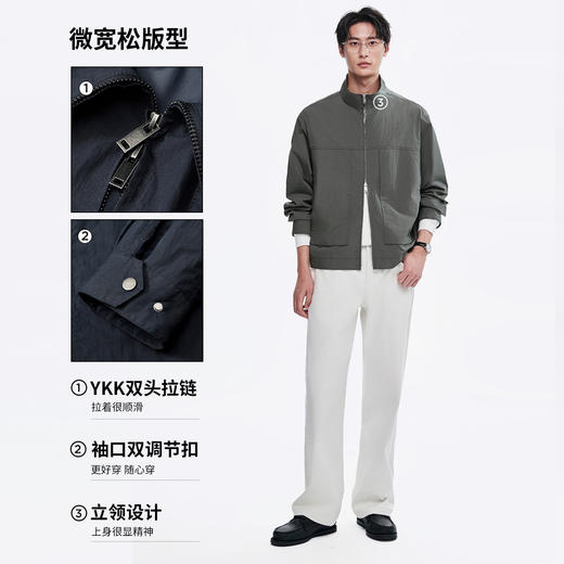 棉仓366811002-宽松版棉锦肌理立领飞行员夹克 商品图2