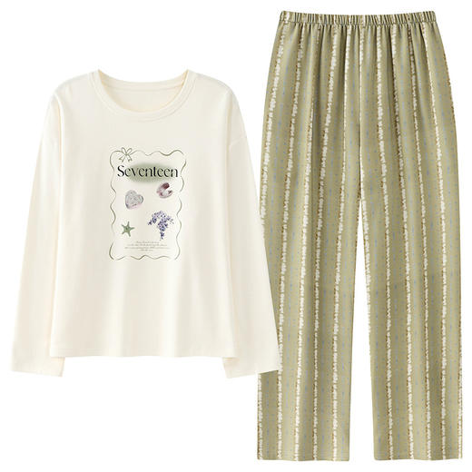 秋冬款100%棉女士睡衣 可爱甜美可外穿纯棉家居服套装 商品图4